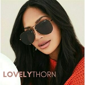 QUAY // ltd ed high key tortoise detail rimless black smoke lens aviators